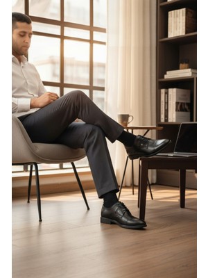 Enoch Hakiki Deri Pürüzsüz Yüzeyli Bağcıklı Klasik Ayakkabı