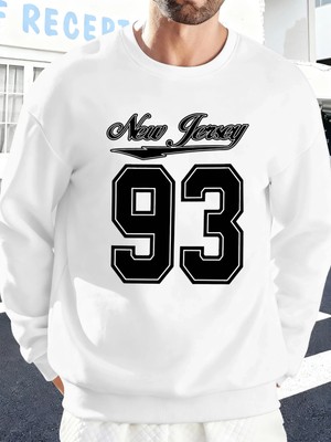 New York Art 93 Mektup Baskı Erkek Moda Kazak Rahat Yumuşak Kazak Polar Spor Sokak Şıklığı So