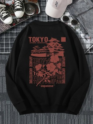 Japon Tokyo Sakura Baskı Bahar Rahat Kadın Kazak Kazak Sıcak Yumuşak Hoodies Gevşek Crewneck
