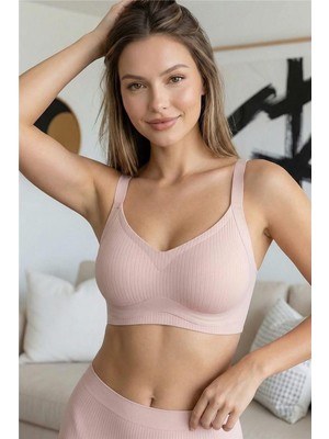 Açık Pembe Soft Blush Silkair Lazer Kesim Balensiz Sütyen - Kopçalı, Ayarlanabilir Askı, Iz Yapmayan