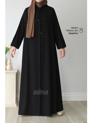 Asilnur Nesli Mevlana Ferace Siyah Dört Mevsim Kullanıma Uygun Dokuma Kumaş Kadın Elbise