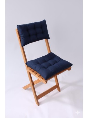 Altınpamuk Bistro Model Pofidik Lacivert Sandalye Minderi Bağcıklı