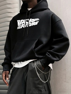 Geleceğe Dönüş Baskılı Sokak Günlük Kapüşonlu Üstleri Erkek Polar Modası Sweatshirtler Sonbah