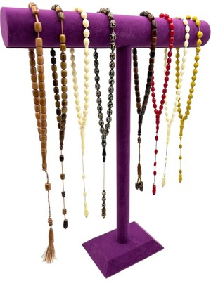 Sezgin Kutu ve Aksesuar Tesbih Kolye ve Bileklik Standı T 50 cm Mor Süet