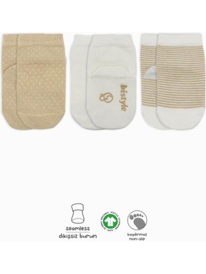 NW NessiWorld Nessiworld Puanlı Kaymaz Penye Soket Çorap 3'lü BS10108 Bej