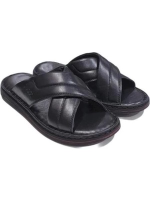Cozi Company %100 Hakiki Deri Ortopedik Yumuşak Taban Günlük Erkek Terlik