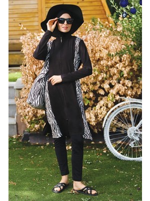 Tesmay Tam Kapalı Jileli Tesettür Mayo 22123 Siyah