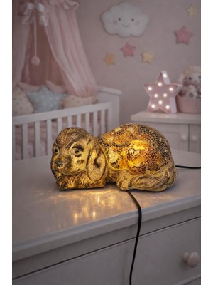 Işıklı Mozaik Köpek Biblo – Dekoratif Masa & Konsol Lambası, 25 cm