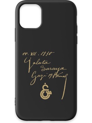 iPhone 11 Uyumlu Galatasaray Atatürk Imza Siyah Silikon Lisanslı Telefon Kılıfı
