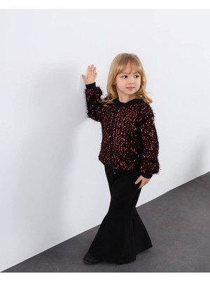 Miniko Kids Kız Çocuk Bayramlık Hırkalı Pullu Badili Ispanyol Taytlı Takım