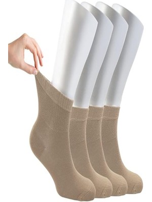 Ozzy Socks Kadın 4 Çift Bambu Lastiksiz Sıkmayan Diabetik Bilek Çorap