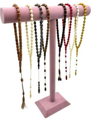 Sezgin Kutu ve Aksesuar Tesbih Kolye ve Bileklik Standı T 50 cm Pembe Süet