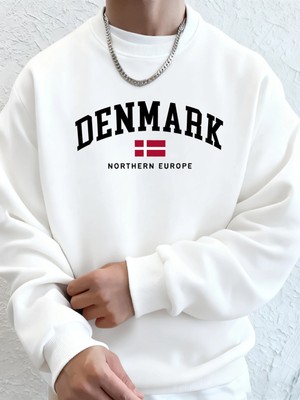 Danimarka Kuzey Avrupa Bayrağı Baskı Üstleri Erkekler Yumuşak Moda Kapşonlu Spor Polar Sokak
