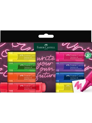 Hype Store Faber-Castell Fosforlu Kalem Seti, 8’li, Şeffaf Renkler, Su Bazlı Mürekkep, Kesik Uç, 3 Farklı Çizgi
