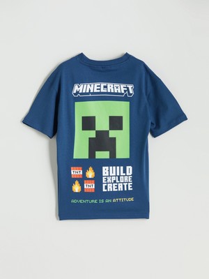 Lc Waikiki Yeni Sezon Bisiklet Yaka Minecraft Baskılı Erkek Çocuk Tişört