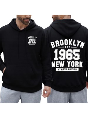 Brooklyn 1965 New York Baskılar Erkek Sonbahar Hoody Cep Rahat Kapüşonlular Çok Renkli Polar