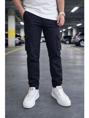 Lorda Giyim Erkek Pantalon Liktalı Kargo Cepli Yuksek Bel Fermuarlı Lastik Paça