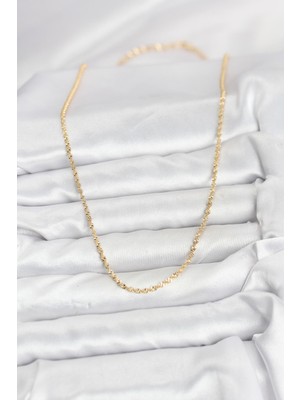 Bsre 14K Gold Renk Ezme Burgu Zincir 60 cm Kadın Kolye (Cm)