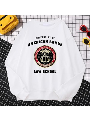 Basit Moda Bayan Kazaklar Amerikan Samoa Üniversitesi Hukuk Okul Baskı Hoody Yumuşak Polar Ka