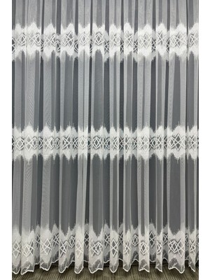 Cortibo Paris Zigzag Desenli 1'e 2,5 Orta Pileli Tül Perde