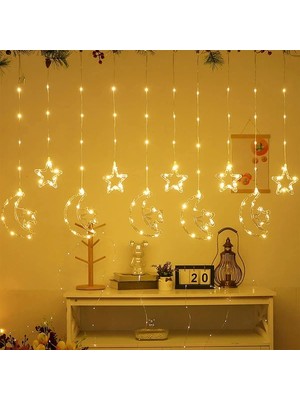 Shoplet Buğz Ay Yıldız Perde LED 10 Saçaklı