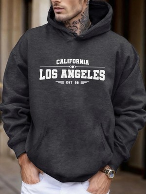 Kaliforniya Los Angeles Sanatsal Mektup Baskı Erkekler Sonbahar Polar Yumuşak Eşofman Moda Ra