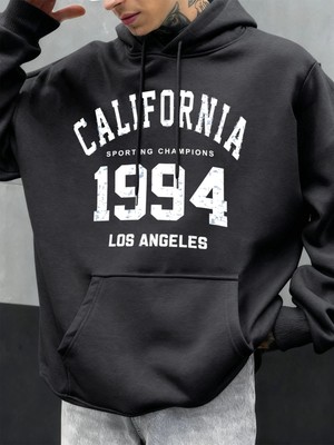 Kaliforniya Mektubu 1994 Baskılar Hoodies Erkekler Sonbahar Moda Cep Hoody Rahat Polar Street