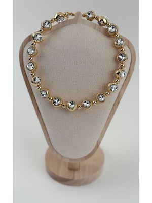 Sacha Taşlı Topçuk Sıralı Choker Kolye