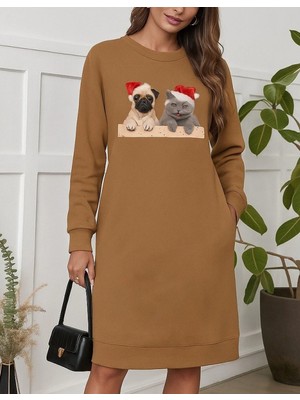 Kadın Uzun Kollu Bisiklet Yaka Desenli Viskon Iki Iplik Bluz