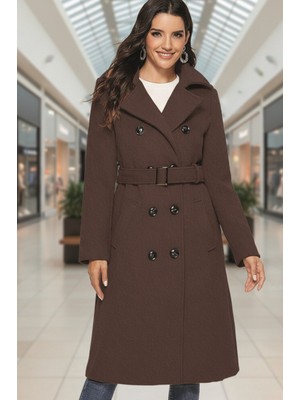 Barbora Kemer Detaylı Aksesuarlı Kaşe Kaban