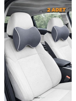 Meka Part Araç Içi Boyun Destek Yastığı Yumuşak 2 Parça Gri 29X22X11