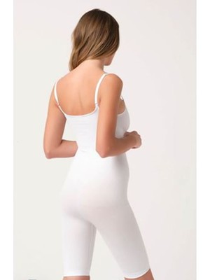 İlkyaz Fashion Ieg™ Beyaz Kadın Paçalı Boy Dikişsiz Korse - 750