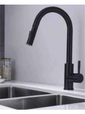 Uzman Armatür Spiralli Fonksiyonel Başlıklı Mutfak Evye Bataryası Siyah