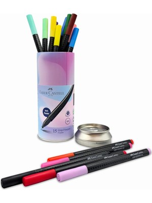 Hype Store Faber-Castell Grip Finepen Ince Keçe Uçlu Kalem Seti, 15’li, 0.4 Mm, Metal Destekli Uç, Ergonomik Gö