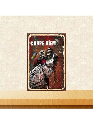 Pi Dekorasyon Ahşap Retro Carpe Diem Yazılı Poster 20*30 cm