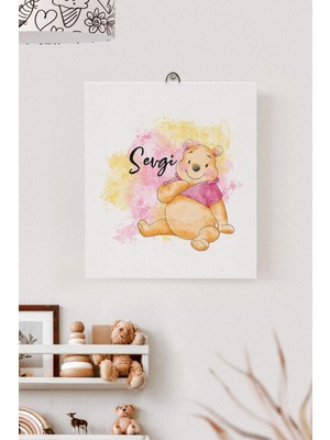 Lilabio Isme Özel Çocuk Odası Kanvas Tablo Winnie The Pooh (17X21 Cm)