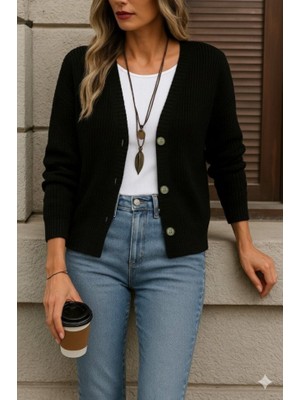 Etiler Collection Kadın Uzun Kollu Düğme Detay Triko Hırka