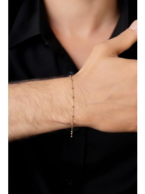 Fiyonk Kuyumculuk 14 Ayar Altın Top Sıralı Erkek  Bileklik