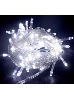 Shoplet Buğz 10M 100 LED Boncuk Lamba Beyaz Işık Şeffaf Kablo