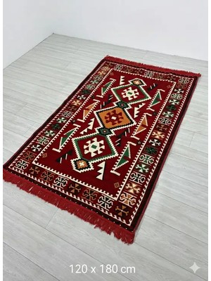 Bakırözü Home Pamuk Polyester Karışımlı Modern Otantik Kilim - Anadolu Kırmızı Modeli Yıkanabilir Kilim