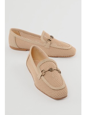 Mubiano Kadın Triko File Babet Tokalı Günlük Serel Bej