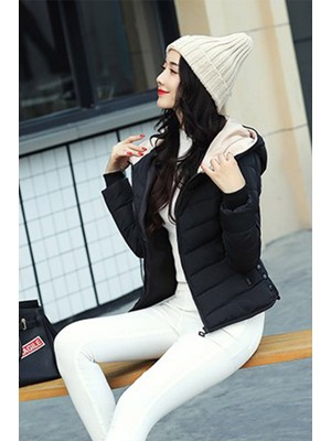 Barbora Kışlık Kapüşonlu Kadın Şişme Mont Siyah Renkli Regular Fit Uzun Kol Model