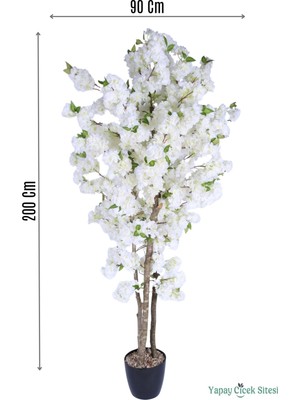 Yapay Çiçek Sitesi Yapay Premium Bahar Dalı Ağacı 200 cm Beyaz