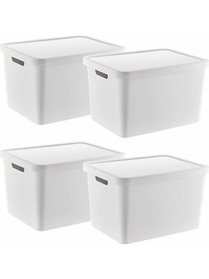 Hype Store 4'lü Set Stafi Çok Amaçlı Kapaklı Beyaz 18 Lt - Beyaz, Çok Amaçlı Kapaklı , Ev-Ofis-Depo Için, Kapak