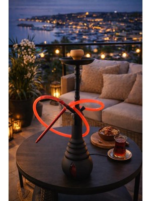 Cam Hazneli Uzun Nargile Takımı – Modern Tasarım – 78 cm