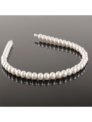 Boncukcu Abla Kadın Beyaz Incili Taç Inci Şık Taç