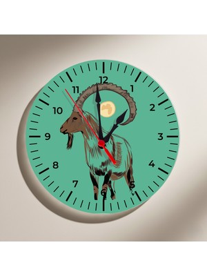 Zerya Pezkovî Temalı Duvar Saati - Dağ Keçisi Temalı Duvar Saati -