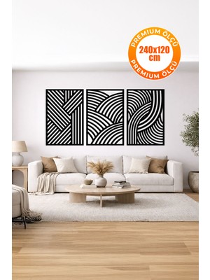 3 Parça Modern Geometrik Ahşap Duvar Tablosu Seti – Dekoratif Mdf Tablo