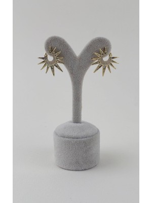 Sacha Taşlı Çubuk Sıralı Halka Küpe