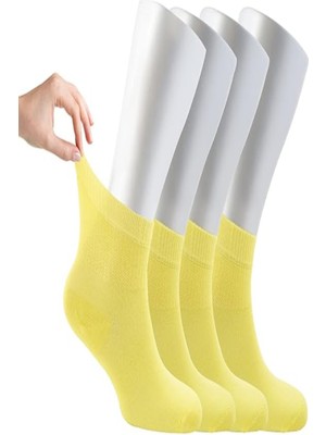 Ozzy Socks Kadın 4 Çift Bambu Lastiksiz Sıkmayan Diabetik Bilek Çorap
